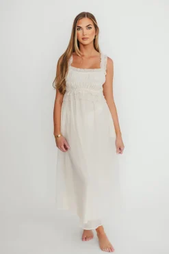 Sale Worth Collective Demi Ruffle Midi Dress in Ecru