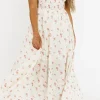 Best Worth Collective Denise 100% Cotton Smocked Maxi Dress with Piecing and Strappy Back in