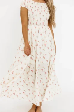 Best Worth Collective Denise 100% Cotton Smocked Maxi Dress with Piecing and Strappy Back in