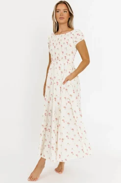 Best Worth Collective Denise 100% Cotton Smocked Maxi Dress with Piecing and Strappy Back in