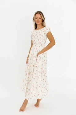 Best Worth Collective Denise 100% Cotton Smocked Maxi Dress with Piecing and Strappy Back in