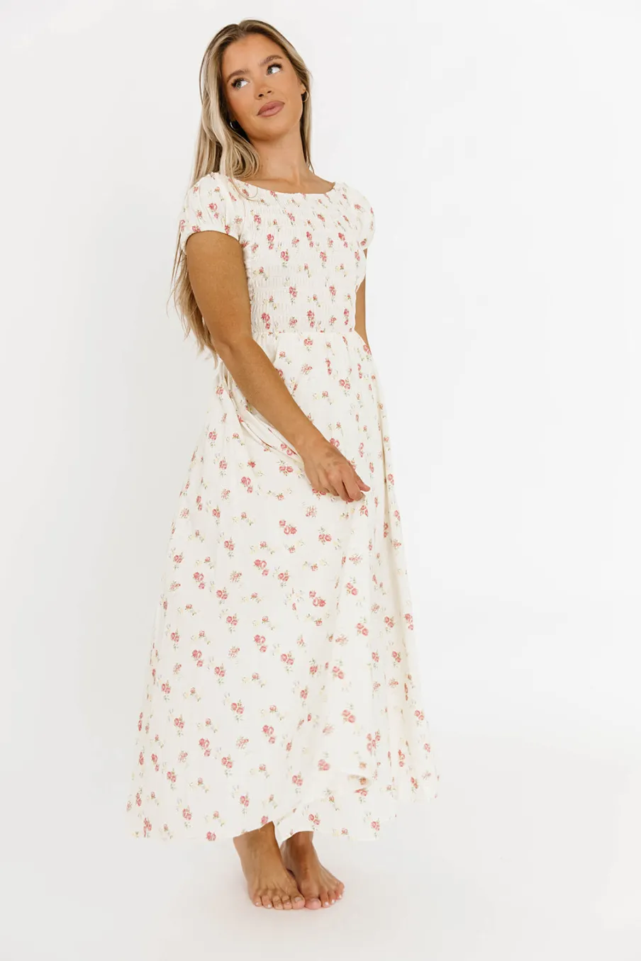 Best Worth Collective Denise 100% Cotton Smocked Maxi Dress with Piecing and Strappy Back in