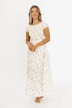 Best Worth Collective Denise 100% Cotton Smocked Maxi Dress with Piecing and Strappy Back in