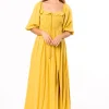 Best Worth Collective Devon Smocked Maxi Dress in Mustard - Bump Friendly