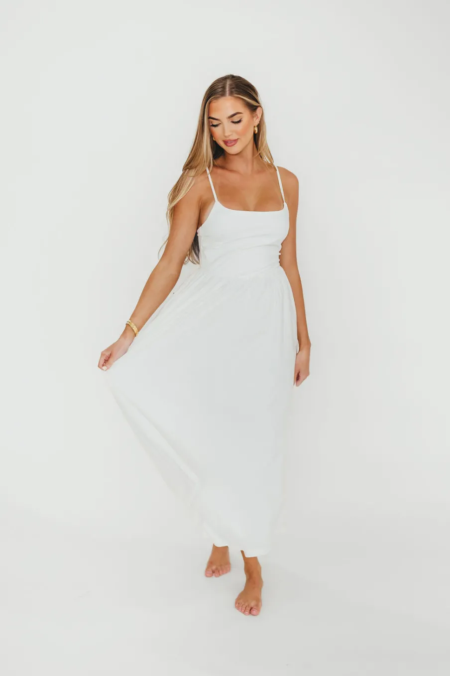Clearance Worth Collective Dorit Everyday Elegance Stretch Top Maxi Dress in White