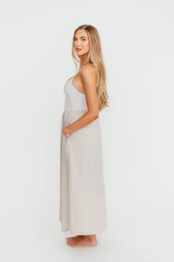 Clearance Worth Collective Dorit Everyday Elegance Stretch Top Maxi Dress in Stone