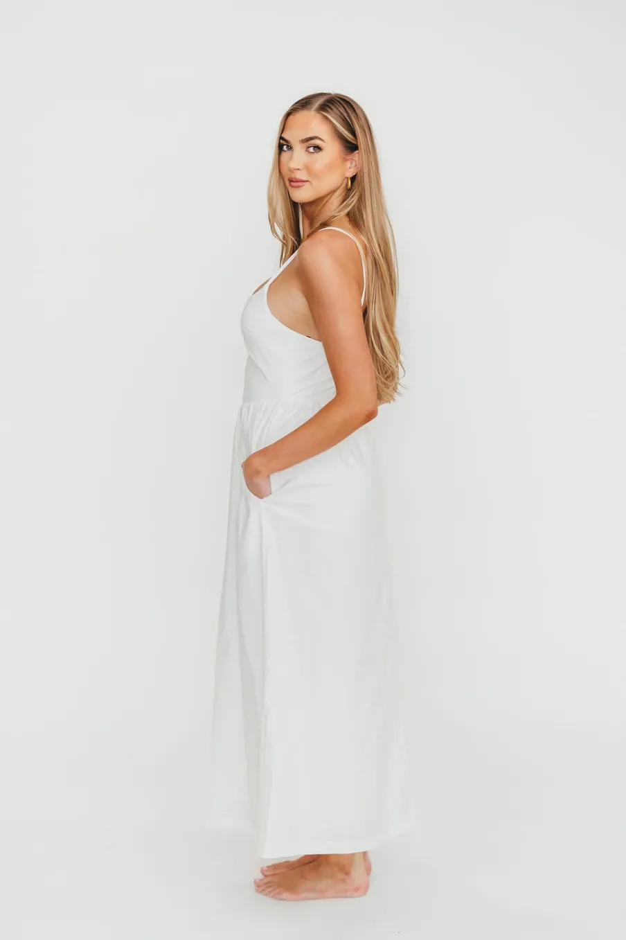 Clearance Worth Collective Dorit Everyday Elegance Stretch Top Maxi Dress in White