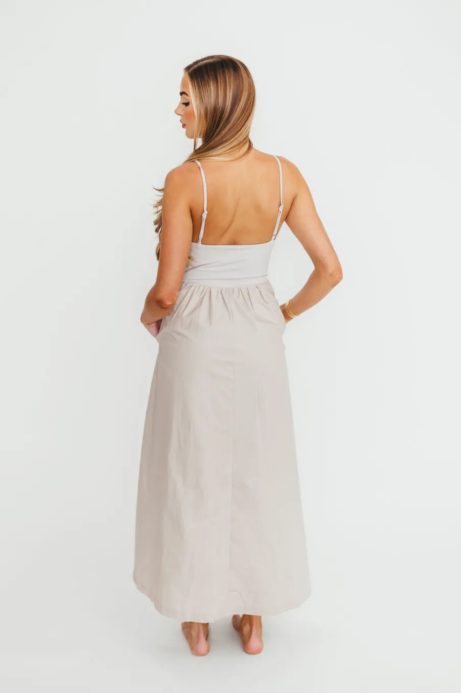 Clearance Worth Collective Dorit Everyday Elegance Stretch Top Maxi Dress in Stone