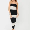 Online Worth Collective Eboni Knit Strapless Maxi Bodycon Tubetop Dress in Stripe