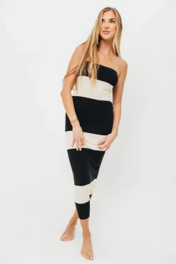 Online Worth Collective Eboni Knit Strapless Maxi Bodycon Tubetop Dress in Stripe