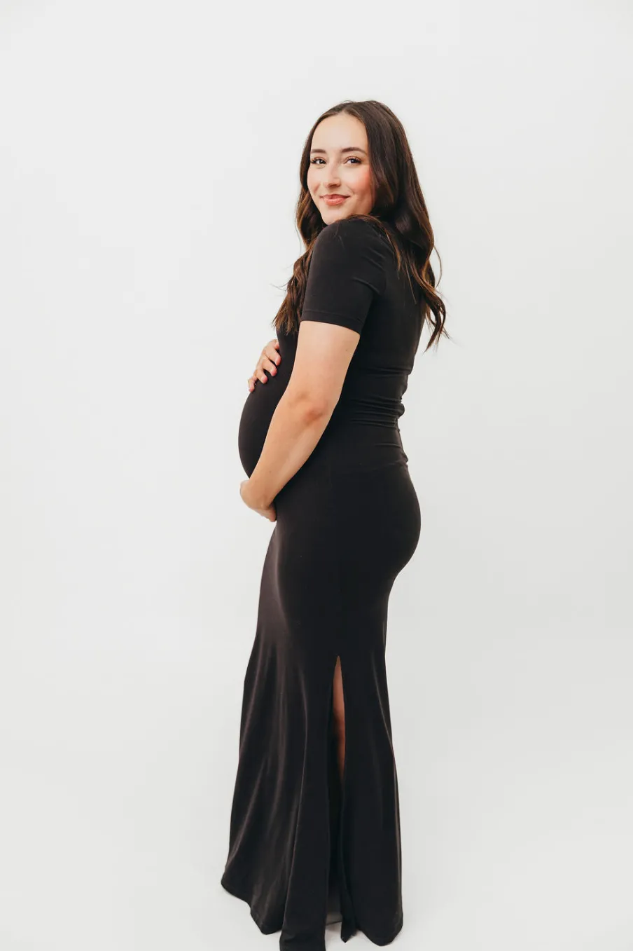 Outlet Worth Collective Ellis Maxi Dress in Black - Bump Friendly