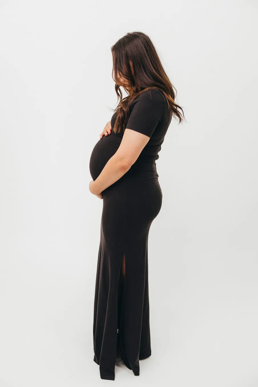 Outlet Worth Collective Ellis Maxi Dress in Black - Bump Friendly