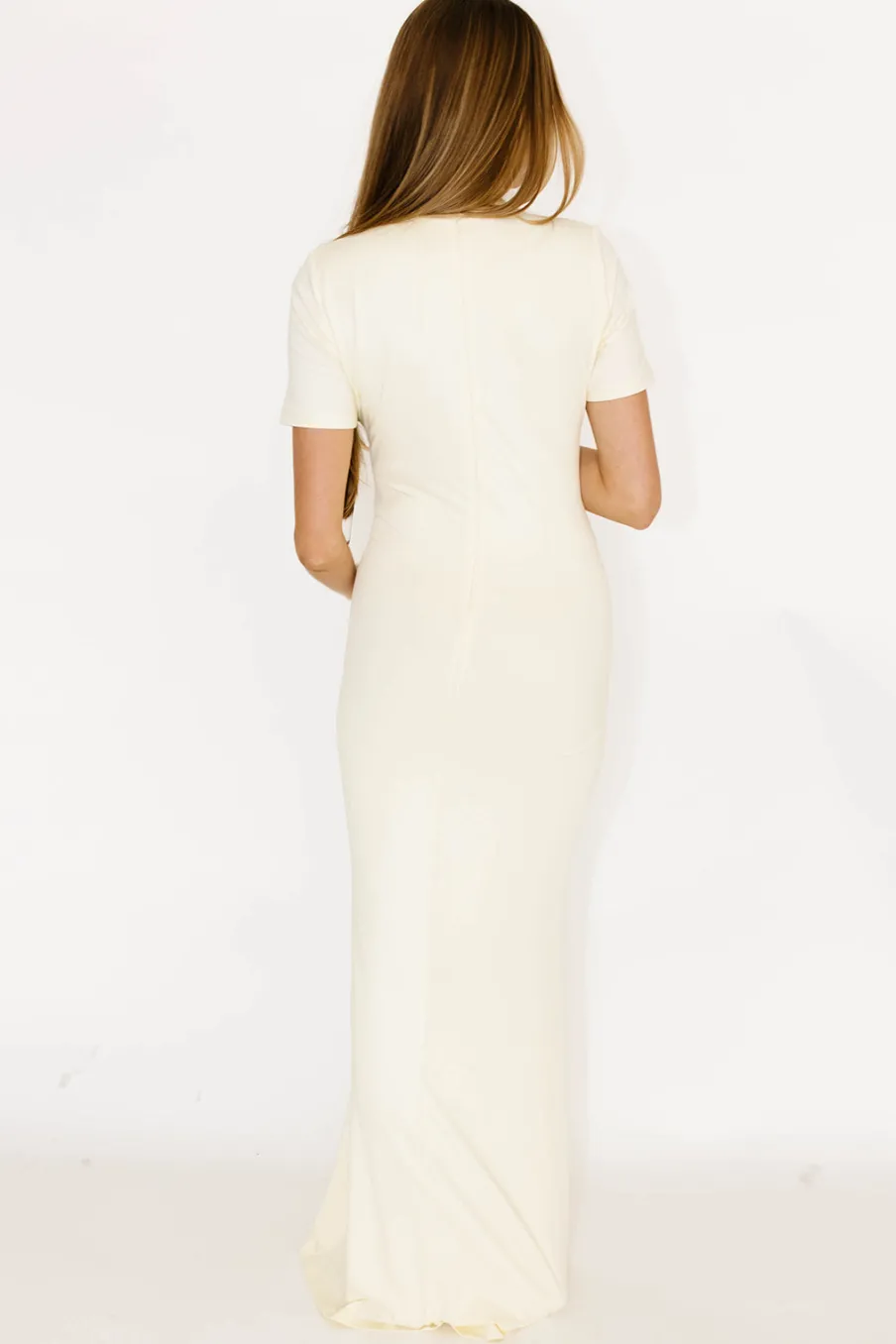 Online Worth Collective Ellis Maxi Dress in Ivory - Bump Friendly