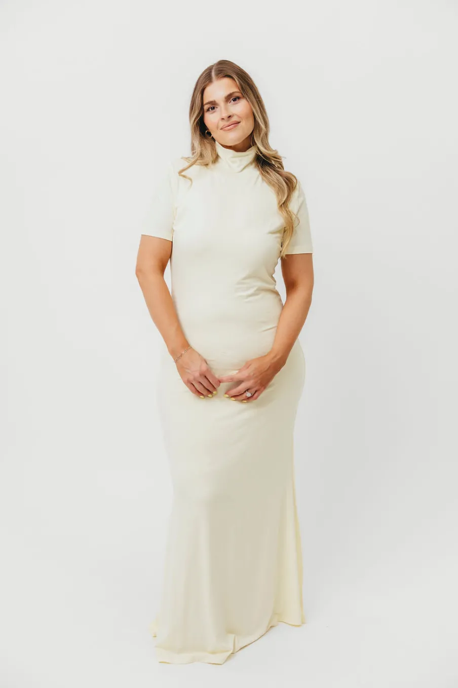 Online Worth Collective Ellis Maxi Dress in Ivory - Bump Friendly
