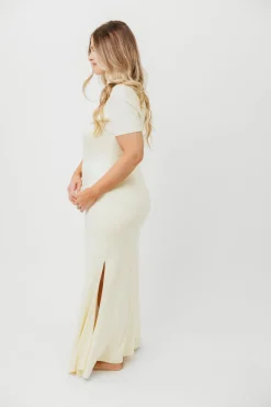 Online Worth Collective Ellis Maxi Dress in Ivory - Bump Friendly