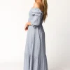 Sale Worth Collective Emerson 100% Cotton Gauze Maxi Dress in Indigo - Bump Friendly