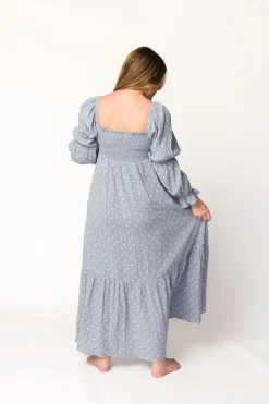 Sale Worth Collective Emerson 100% Cotton Gauze Maxi Dress in Indigo - Bump Friendly