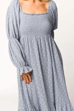 Sale Worth Collective Emerson 100% Cotton Gauze Maxi Dress in Indigo - Bump Friendly