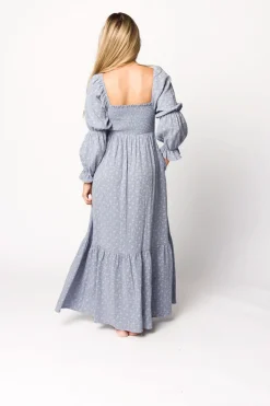 Sale Worth Collective Emerson 100% Cotton Gauze Maxi Dress in Indigo - Bump Friendly
