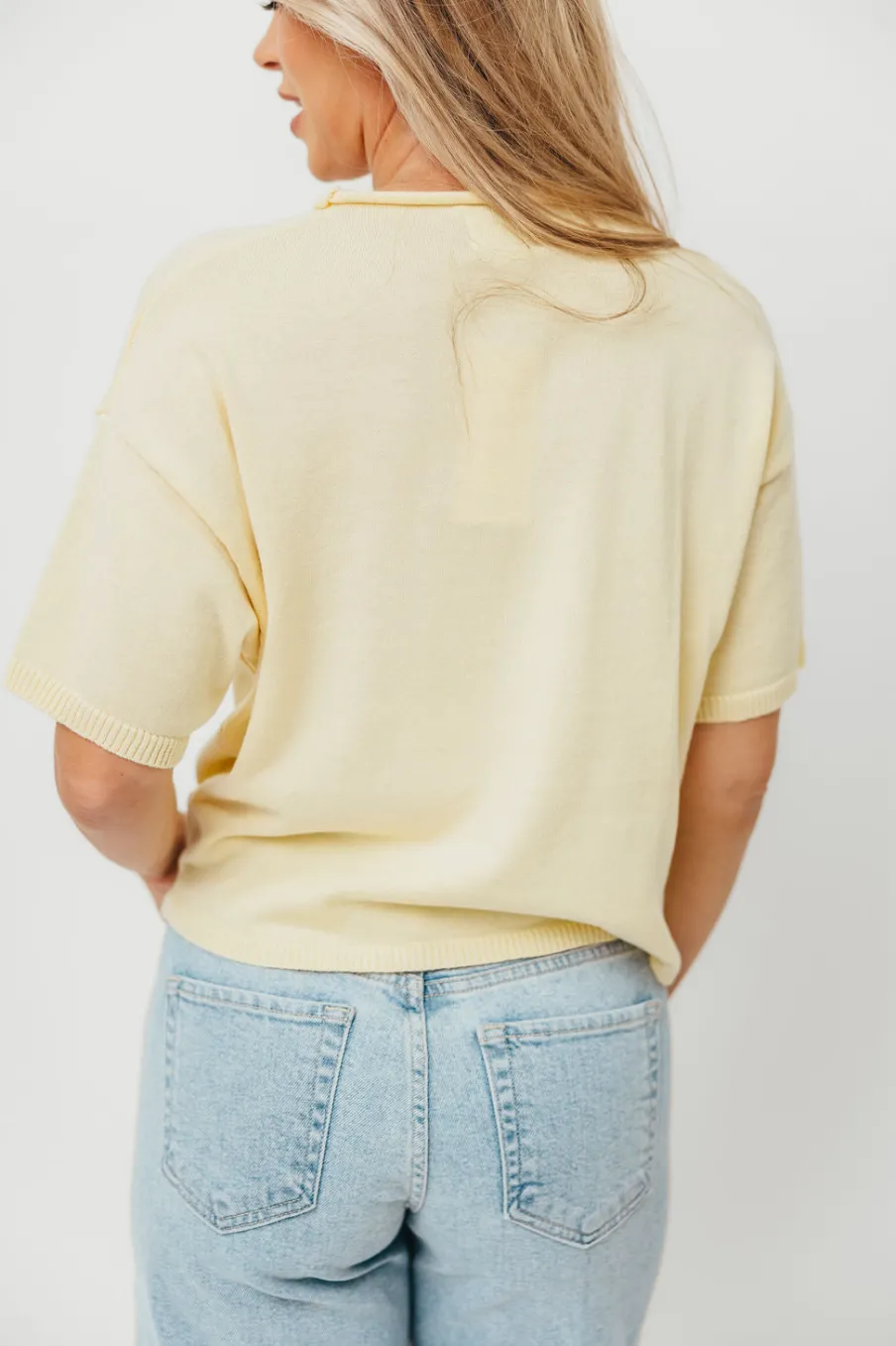 Outlet Worth Collective Emeryn 100% Cotton Short Sleeve Knit Cardigan in Butter