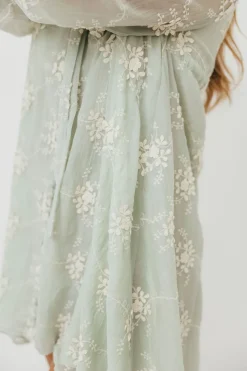 New Worth Collective Erika Embroidered Long Sleeve Mini Dress in Mint