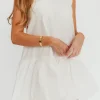Outlet Worth Collective Estelle Bubble Hem Mini Dress in Off-White