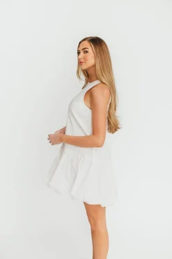 Outlet Worth Collective Estelle Bubble Hem Mini Dress in Off-White