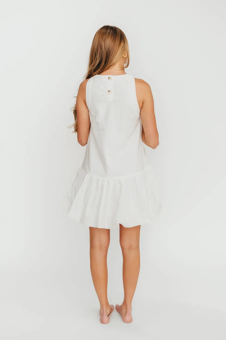 Outlet Worth Collective Estelle Bubble Hem Mini Dress in Off-White
