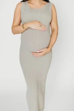 New Worth Collective Falling For You Ribbed Knit Midi Dress in Sage