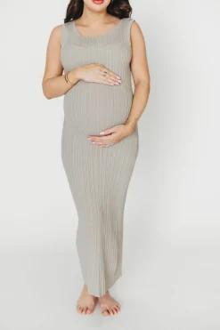 New Worth Collective Falling For You Ribbed Knit Midi Dress in Sage
