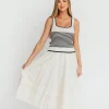 Outlet Worth Collective Fallon Combination Midi Dress in Cream