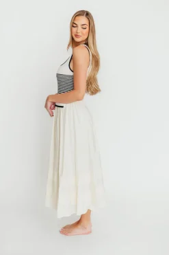 Outlet Worth Collective Fallon Combination Midi Dress in Cream