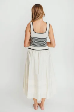 Outlet Worth Collective Fallon Combination Midi Dress in Cream