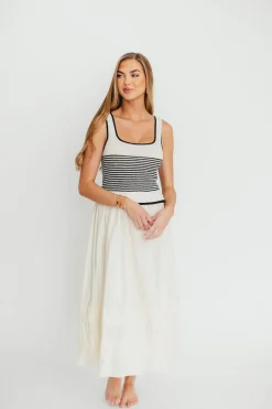 Outlet Worth Collective Fallon Combination Midi Dress in Cream