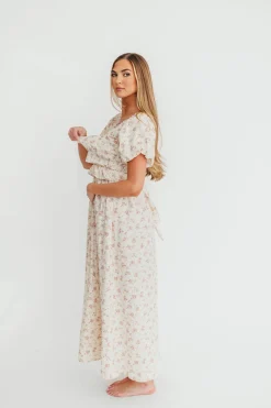 Fashion Worth Collective Finley 100% Cotton Peplum Midi Dress in Petal Pink - Bump & Nursing Fr