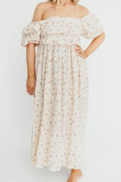 Fashion Worth Collective Finley 100% Cotton Peplum Midi Dress in Petal Pink - Bump & Nursing Fr