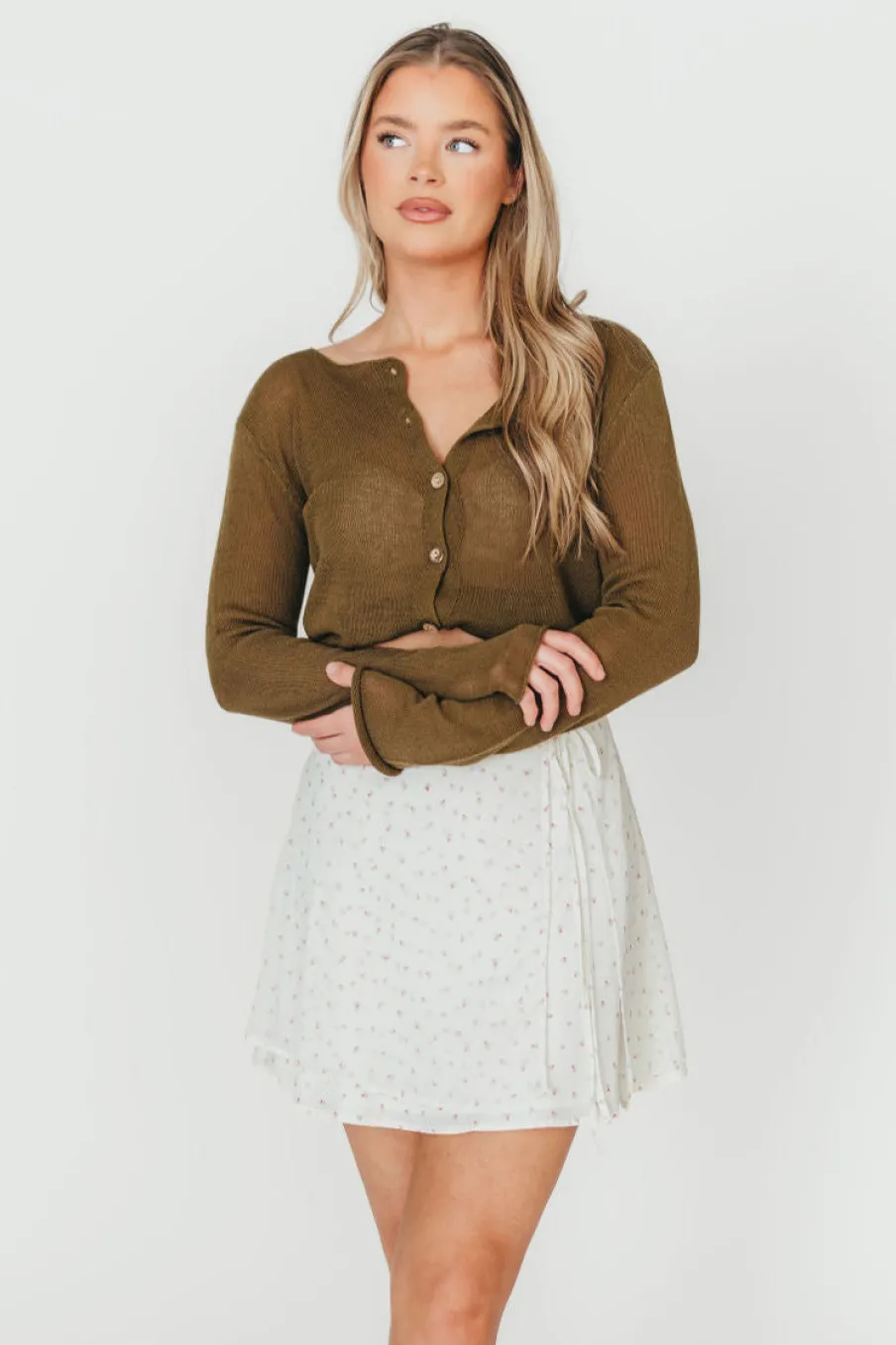 Discount Worth Collective Flora Mini Wrap Skirt in Cream