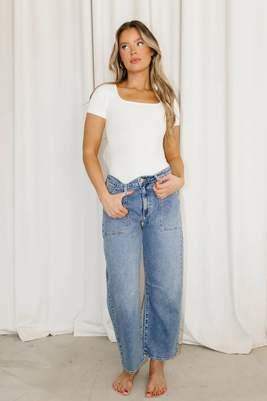 Online Worth Collective Gemma Short Sleeve Bodysuit in Snow White