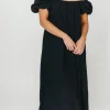 Discount Worth Collective Genoa 100% Linen Maxi Dress in Black - Bump Friendly