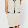 Discount Worth Collective Georgie Sleeveless Knit Top and Skirt Set in Cream