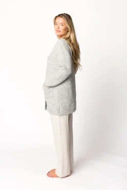 Outlet Worth Collective Glenn Button Down Sweater Cardigan in Silver
