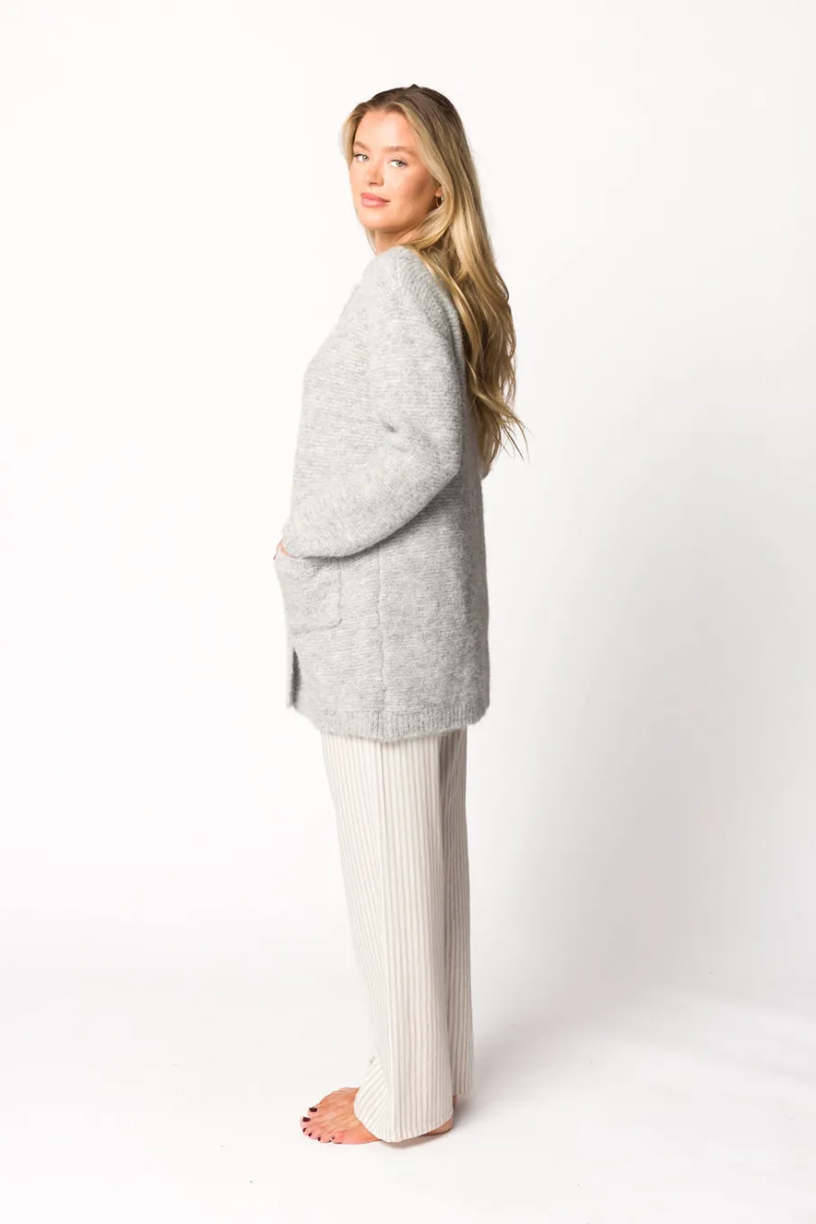 Outlet Worth Collective Glenn Button Down Sweater Cardigan in Silver