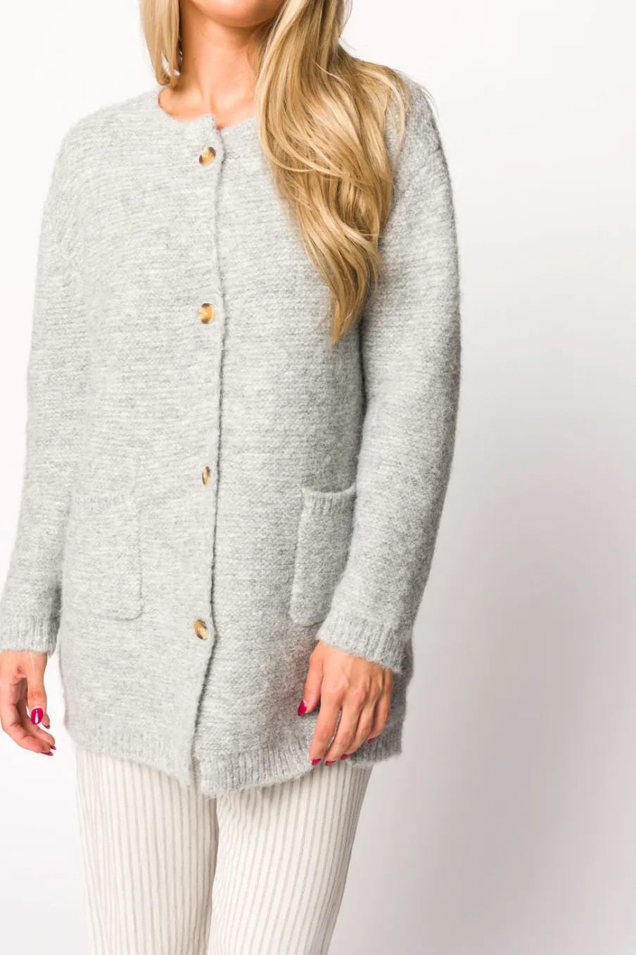 Outlet Worth Collective Glenn Button Down Sweater Cardigan in Silver