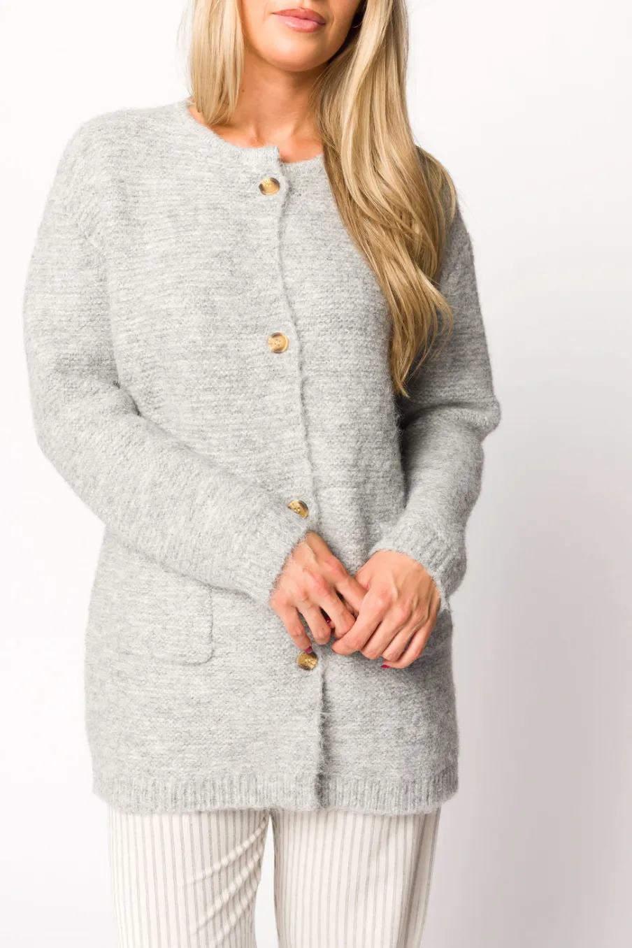 Outlet Worth Collective Glenn Button Down Sweater Cardigan in Silver