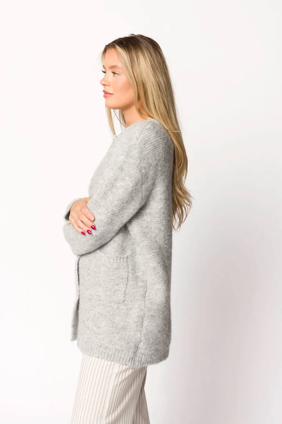 Outlet Worth Collective Glenn Button Down Sweater Cardigan in Silver