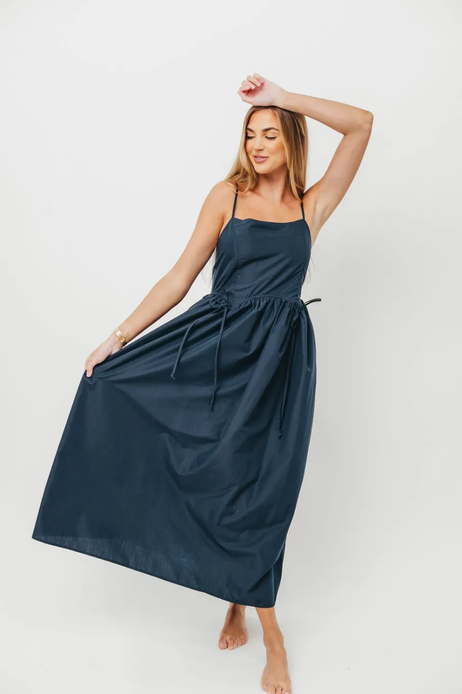 Discount Worth Collective Gracelyn Bow Tie Front Detail Maxi Dress in Navy
