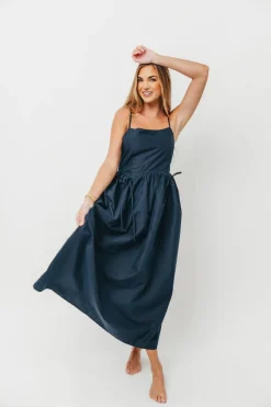 Discount Worth Collective Gracelyn Bow Tie Front Detail Maxi Dress in Navy