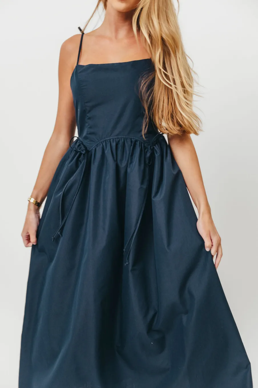 Discount Worth Collective Gracelyn Bow Tie Front Detail Maxi Dress in Navy
