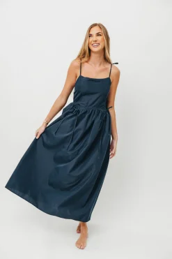 Discount Worth Collective Gracelyn Bow Tie Front Detail Maxi Dress in Navy