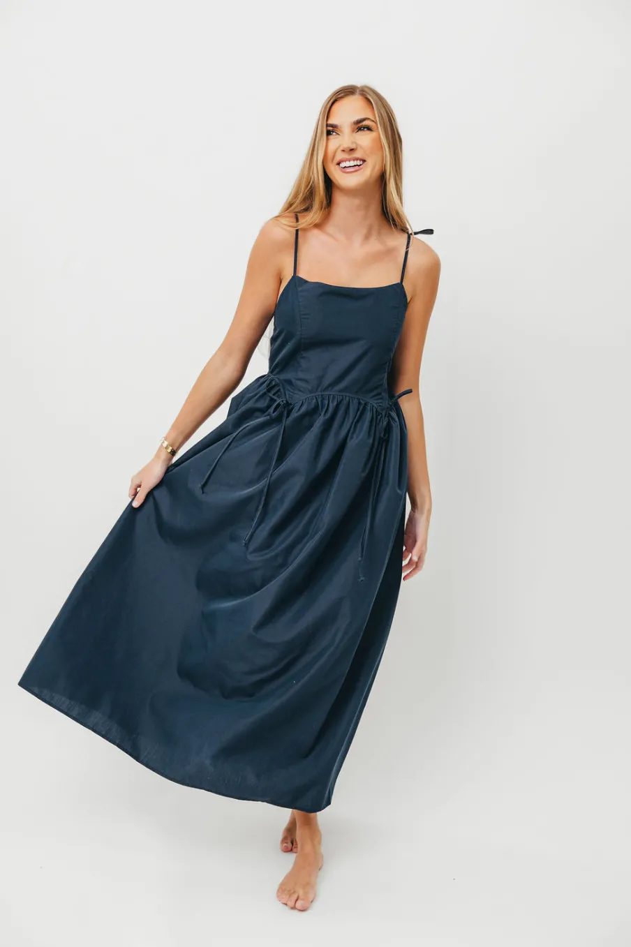 Discount Worth Collective Gracelyn Bow Tie Front Detail Maxi Dress in Navy